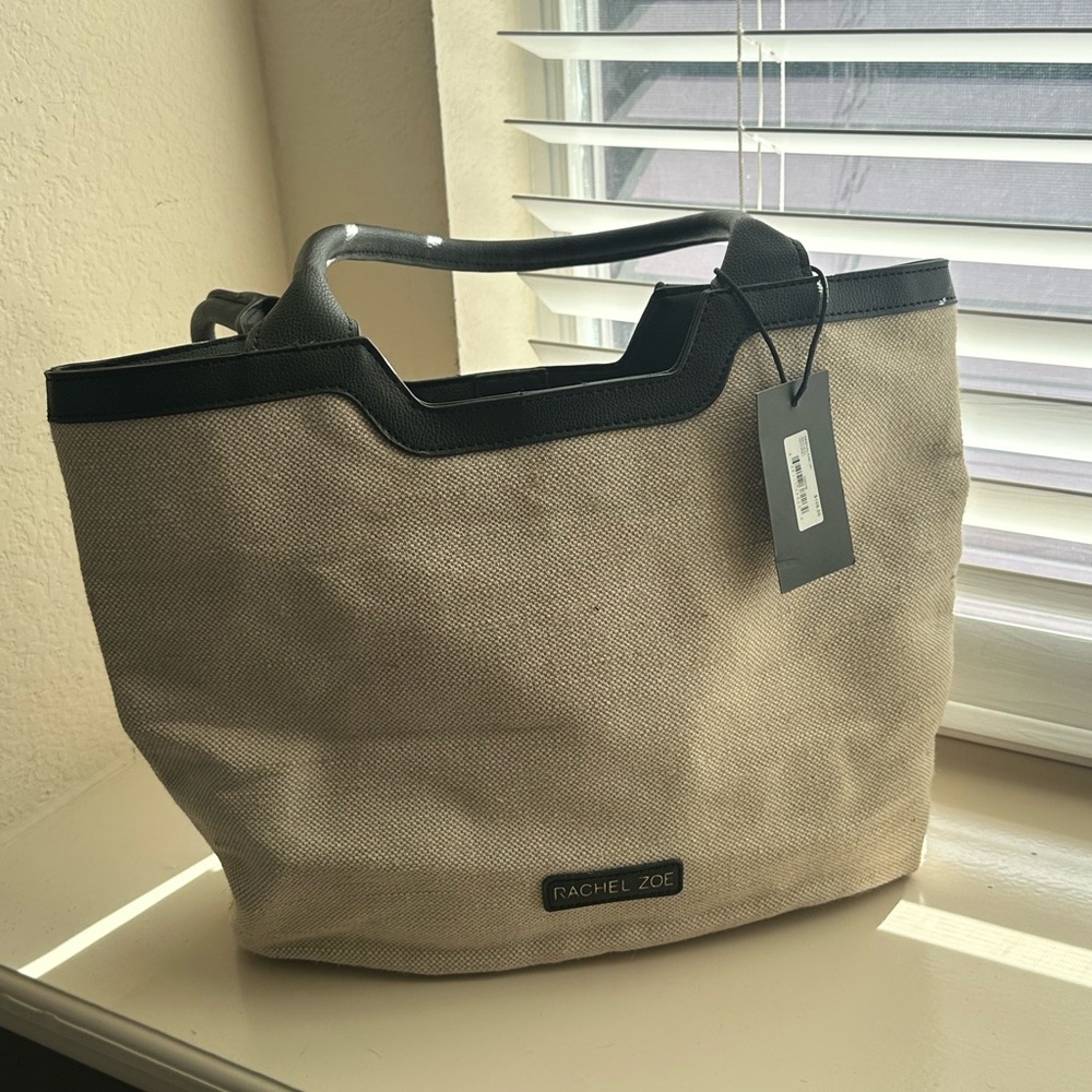 NET Rachel Zoe Black and Tan Textured Tote/handbag